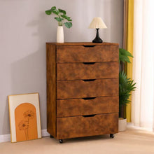 Load image into Gallery viewer, Modern 5 Drawer Dresser With Wheels
