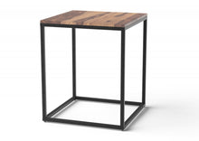 Load image into Gallery viewer, Solid Wood And Iron Square End Table - Black And Brown