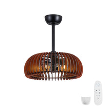Load image into Gallery viewer, Pumpkin Ceiling Fan, Fandelier With 6 E12 Sockets, Reversible DC Motor, Adjustable Hanging, 6 Speeds Remote Control - Black