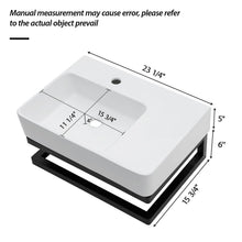 Load image into Gallery viewer, Wall Mounted Rectangular Bathroom Sink With Towel Bar And Faucet Hole - White