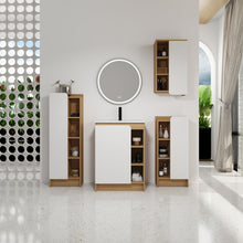 Load image into Gallery viewer, 4 Piece Bathroom Vanity Set With Sink, Vanity Combo With Storage Cabinets - Black / Light Oak / White