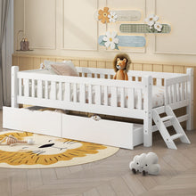 Load image into Gallery viewer, Platform Bed With Guardrail And 2 Drawers