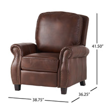 Load image into Gallery viewer, Neville - Recliner Chair With Push Back Function And Birch Wood Legs - Brown