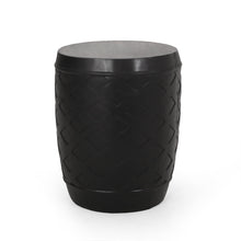 Load image into Gallery viewer, Outdoor Side Table With Lattice Design And Round Top - Black