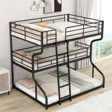 Load image into Gallery viewer, Industrial Triple Bunk Bed With Dual Ladders Frame, Space Saving Design