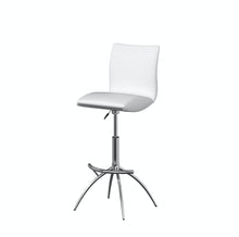 Load image into Gallery viewer, Faux Leather And Metal Low Back Adjustable Height Bar Chairs (Set of 2) - White And Silver