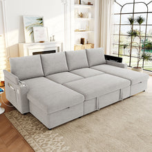 Load image into Gallery viewer, U Shaped Sectional Sofa Bed With Storage Chaise Lounges, USB Ports, And Cup Holders