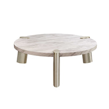 Load image into Gallery viewer, Genuine Marble Round Coffee Table - Gold And White
