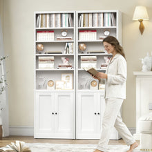 Load image into Gallery viewer, Bookcase Tall 5-Tier Adjustable Storage Shelf With Door Deep - White