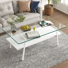 Load image into Gallery viewer, Rectangle Coffee Table, Tempered Glass Tabletop With Metal Legs, Modern Table For Living Room