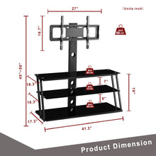 Load image into Gallery viewer, Multi-Function Angle And Height Adjustable Tempered Glass TV Stand - Black
