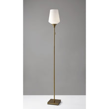 Load image into Gallery viewer, Metal Floor Lamp With White Opal Wine Glass Shade - Brass