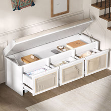 Load image into Gallery viewer, Entryway Shoe Bench With Drawers & Button Tufted Cushion