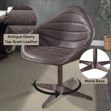 Load image into Gallery viewer, Pipino - Top Grain Leather Accent Chair With Swivel - Antique Ebony