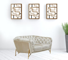 Load image into Gallery viewer, Tufted Velvet Chesterfield Love Seat - Pearl / Gold