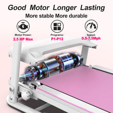 Load image into Gallery viewer, Foldable Treadmill 2.5Hp Electric Folding Treadmill Running Walking Machine For Home Gym, Max 265 Lbs Weight Capacity - Pink / White
