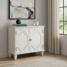 Load image into Gallery viewer, Wood Carved Geometric Accent Cabinet With Two Doors - White