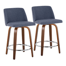 Load image into Gallery viewer, Toriano - Mid Century Modern Fixed Height Counter Stool With Swivel With Round Footrest (Set of 2)