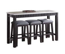Load image into Gallery viewer, Necalli - Marble Top Weathered 4 Piece Pack Counter Height Table Set - Espresso