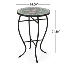 Load image into Gallery viewer, Outdoor Side Table With Tile Mosaic Table Top - Black