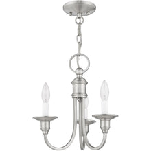 Load image into Gallery viewer, 14" Three Light Metal Dimmable Chandelier With Shades - Nickel