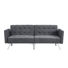 Load image into Gallery viewer, Linen Sleeper Sofa With Silver Legs - Dark Gray