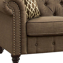 Load image into Gallery viewer, Linen Loveseat - Brown / Dark Brown
