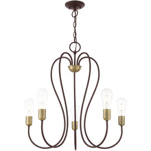 Load image into Gallery viewer, 25'' Five-Light Dimmable Chandelier With Shades - Bronze