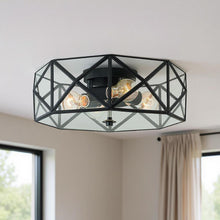 Load image into Gallery viewer, 17'' Unique Statement Four Light Metal Dimmable Flush Chandelier With Shades - Black