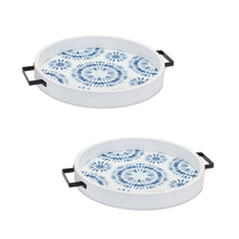 Load image into Gallery viewer, Round Solid Wood Vanity Tray With Handles (Set of 2) - Blue