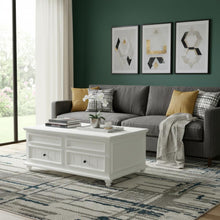 Load image into Gallery viewer, Solid And Manufactured Wood Lift Top Coffee Table With Two Drawers - White