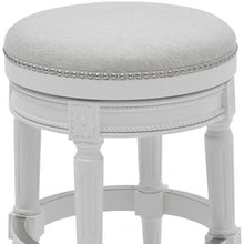 Load image into Gallery viewer, Fabric And Solid Wood Swivel Backless Counter Height Bar Chair - White