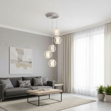 Load image into Gallery viewer, Five Light Acrylic And Steel Shade Hanging Globe Light - Silver