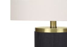 Load image into Gallery viewer, Concrete Cylinder Table Lamp With Ivory Drum Shade - Black And Gold