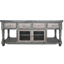 Load image into Gallery viewer, Solid Wood Open Shelving Distressed TV Stand - Blue / White