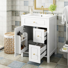 Load image into Gallery viewer, Elegant Bathroom Vanity With Ceramic Sink, Soft Close Doors And Drawers, Double Storage Racks