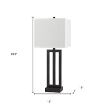 Load image into Gallery viewer, Metal USB Table Lamp With White Shade - Black