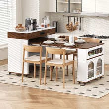 Load image into Gallery viewer, Extendable Dining Table With Folding Top, Rolling Kitchen Island With Drawers And Power Outlet