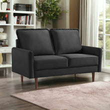 Load image into Gallery viewer, Velvet Loveseat - Black / Dark Brown