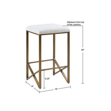Load image into Gallery viewer, Backless Upholstered Counter Stool With Padded Seat - Ivory / Bronze