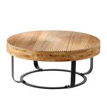 Load image into Gallery viewer, Modern Round Coffee Table With Wooden Carving Pattern