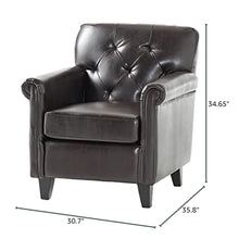 Load image into Gallery viewer, Upholstered Club Chair With Button Tufted Back Rest - Brown