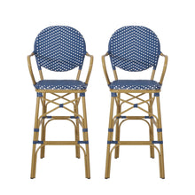 Load image into Gallery viewer, Outdoor Wicker And Aluminum French Barstools (Set of 2)