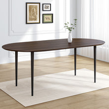Load image into Gallery viewer, 67" Solid Wood Mirrored Double Pedestal Base Oval Dining Room Table - Walnut