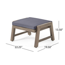 Load image into Gallery viewer, Acacia Wood Outdoor Ottomans With Cushion, (Set of 2)