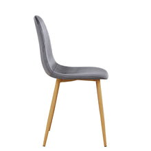 Load image into Gallery viewer, Velvet Steel Dining Side Chairs (Set of 4) - Gray / Oak