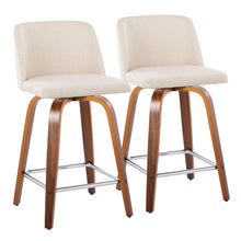 Load image into Gallery viewer, Toriano - Mid Century Modern Fixed Height Counter Stool With Swivel And Square Footrest (Set of 2)