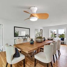 Load image into Gallery viewer, 23" Bedroom Ceiling Fan With 3 Color Dimmable 3 ABS Blades Remote Control Dc Motor With 18W Led Light