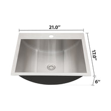 Load image into Gallery viewer, 21 X 17" Drop In Bathroom Sink With Pop Up Drain, Stainless Steel Su304, Durable & Rust Resistant, Easy Installation - Brushed Nickel