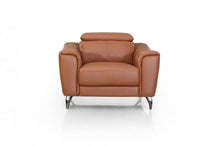 Load image into Gallery viewer, Genuine Leather And Silver Solid Color Lounge Chair - Brown